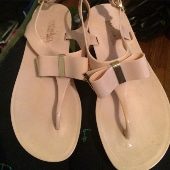 Authentic Nude & Gold Michael Kors Jelly Sandals - Picture 1 of 1